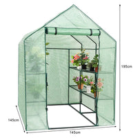 3 Tiers Outdoor Walk in Greenhouse, 12 Shelves Movable Green House Tunnel