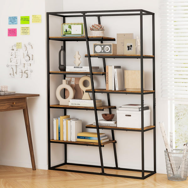 180 cm Tall Bookshelf, 7-Tier Industrial Etagere Bookcase