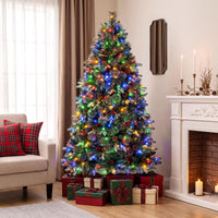 180cm Balsam Fir Christmas Tree Pre-Lit Hinged with Pine Cones and Berries