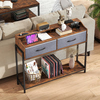 Giantex Console Table with Charging Station, 110 cm Narrow Entryway Table