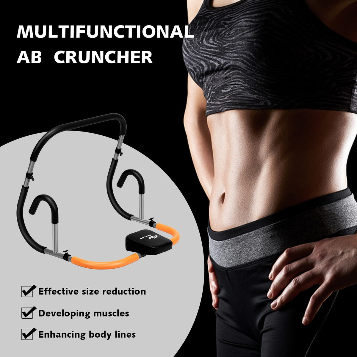 Portable Ab Mat Trainer with Padded Headrest for Core Muscle Strength Sit Up Training