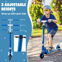 Scooter for Toddlers w/3 Adjustable Heights, 2 Light Up Flashing Wheels & Rear Brake System