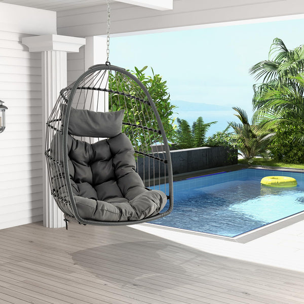 Hanging Egg Chair with Head Pillow & Large Seat Cushion (Without Chair Stand)