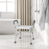 Bath Chair Shower Bench w/Detachable Padded Arms, Anti-Slip Rubber Feet