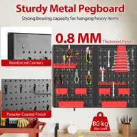9-Bin Parts Rack Organizer with Tool Holders and Hooks