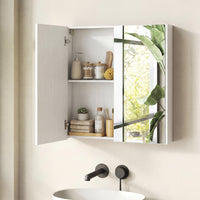 Medicine Cabinet with Mirror and Wooden Hanging 2-Tier Storage Cabinet for Laundry