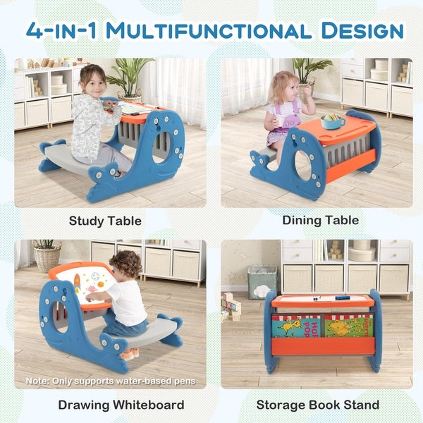 Convertible Kids Activity Table Set with Whiteboard for Kids