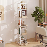 5-Tier Rotating Bookshelf Tower with 360° Spinning Design