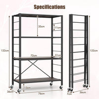 Giantex 3-Tier Foldable Shelving Unit, Heavy Duty Metal Shelves with Detachable Wheels