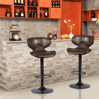 Giantex Bar Stool Set of 2, Adjustable Swivel Counter Height Chair w/Footrest & Heavy-Duty Base, Retro Brown