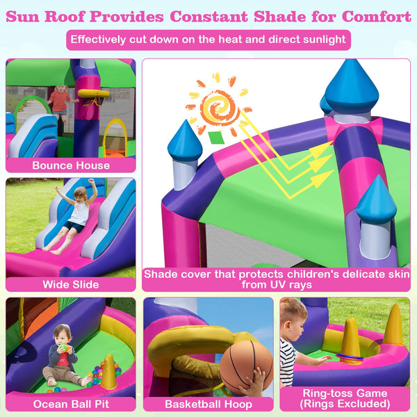 5-in-1 Inflatable Bounce Castle with Sun Roof (without Blower & Balls)