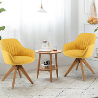 Giantex Modern Swivel Accent Chair, Dining Chair Upholstered Armchair w/Beech Wood Legs