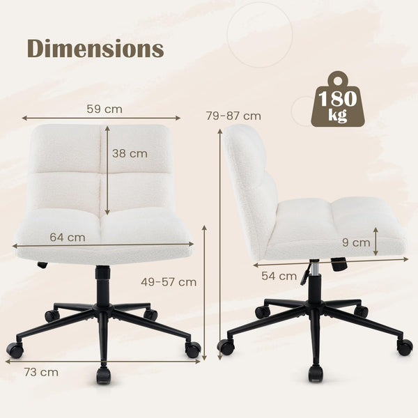 Giantex Cross Legged Chair with Wheels, Upholstered Home Office Chair