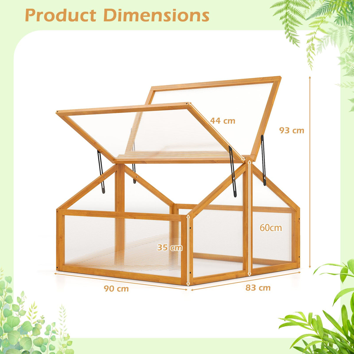 Wood Cold Frame Greenhouse, Portable Raised Flower Planter Protection