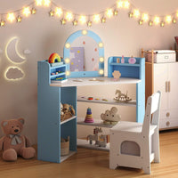 Corner Kids Vanity with Lights and 3 Storage