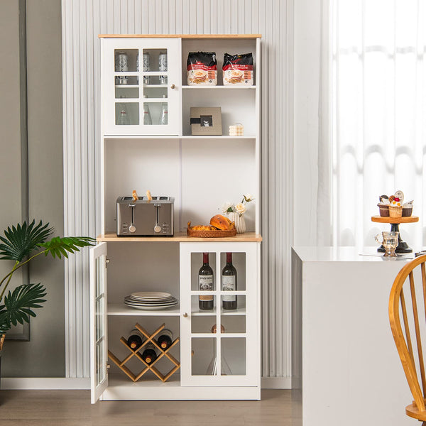 Giantex Kitchen Buffet Sideboard with Hutch, 183cm Freestanding Pantry Cabinet with Adjustable Shelf
