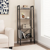 Giantex 4-Tier Bookshelf, Industrial Display Shelf with Metal Frame, Anti-Tipping Kits & Adjustable Foot Pads