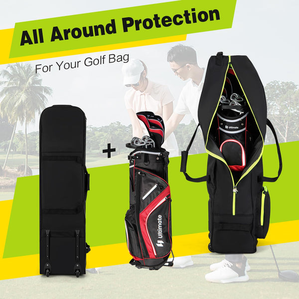 Soft-Sided Golf Travel Bag w/Wheels, Heavy-Duty 600D Oxford Travel Case w/Extra Storage Pocket