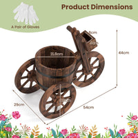 Wood Tricycle Flower Cart Planter with Drainage Hole and Storage Box