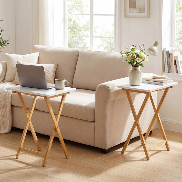 Folding TV Tray Tables Set of 2 for Eating at Couch for Bedroom and Living Room