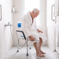 6-PositionAdjustable Height Shower Chair with Back and Arms