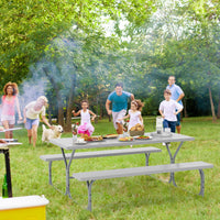 Outdoor Picnic Table Bench Set with HDPE Tabletop and Umbrella Hole