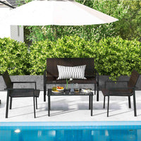 4 Pieces Patio Furniture Set for Small Space Balcony Poolside