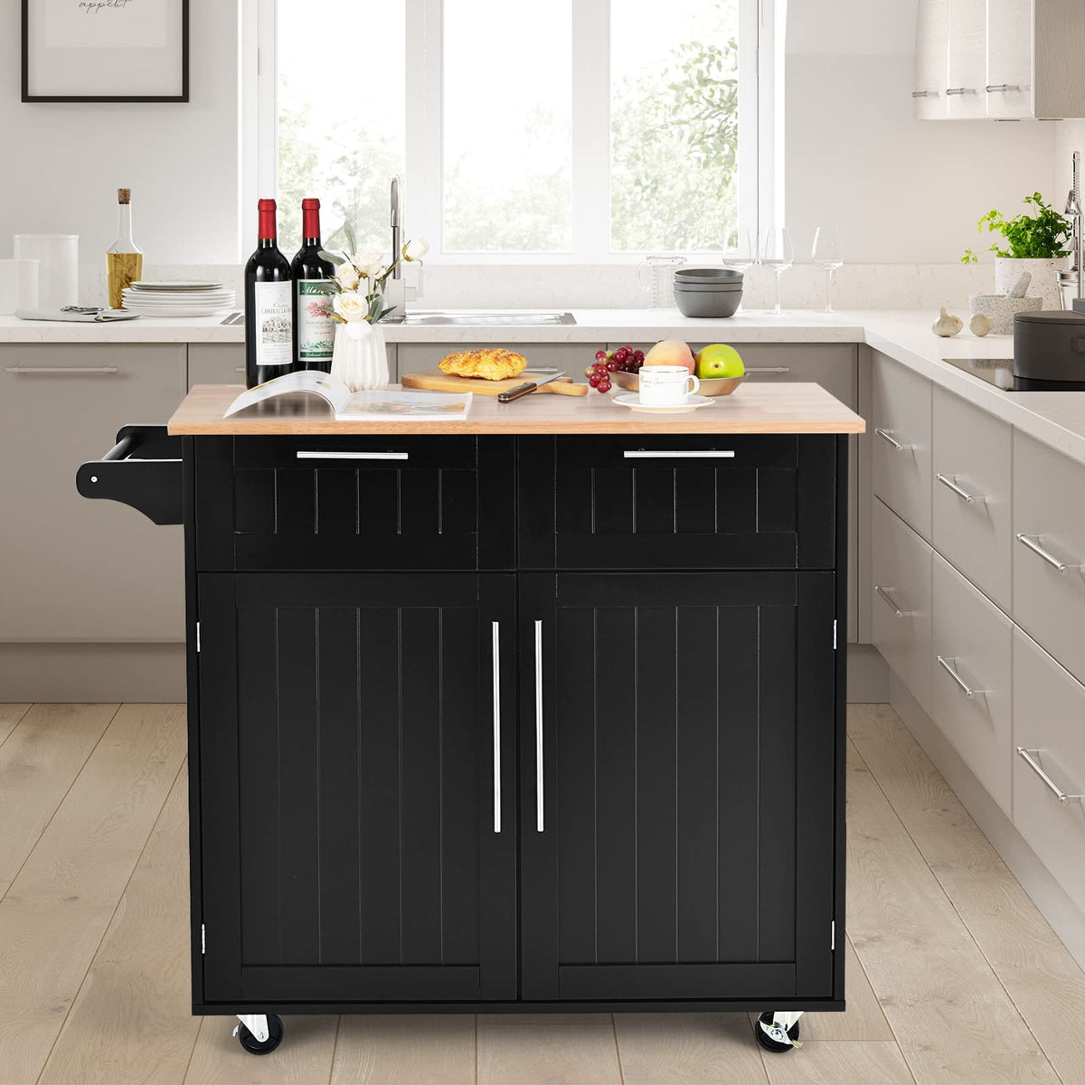 Giantex Kitchen Island Cart with Side Towel Bar