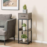 3 Tier Indoor Tall Plant Stand, Metal Plant Table with Drawer, Anti-Tipping Devices