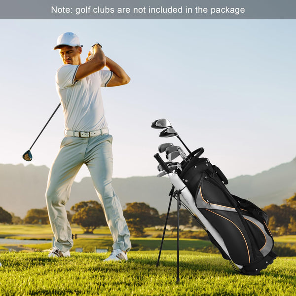 Golf Club Bag w/ 8 Way Top Dividers, 7 Zippered Pockets, Cooler Bag, Dual Strap & Rain Hood