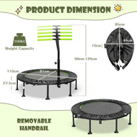 Foldable Mini Trampoline with Height Adjustable Handrail for Kids Adults