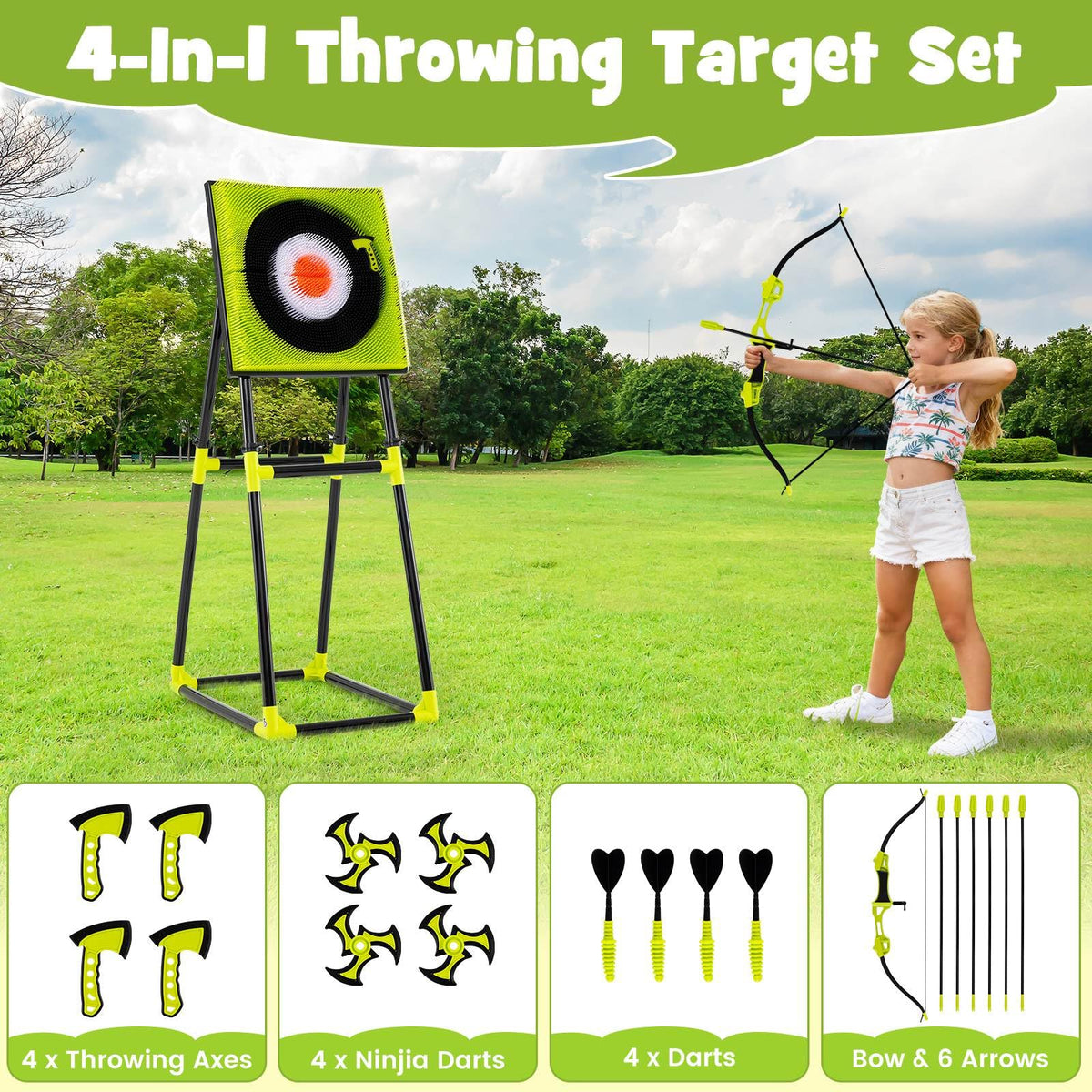 Box Target Game 4 in 1 Throwing Target Set, Kids Throwing Game w/Bristle Target ...