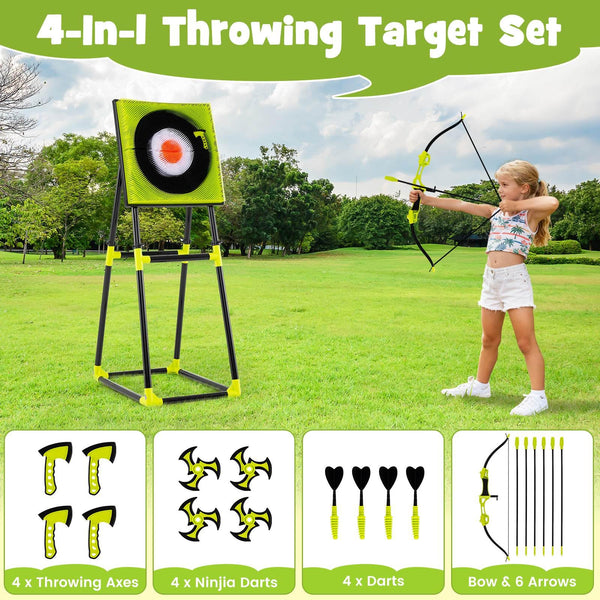 4 in 1 Throwing Target Set, Kids Throwing Game w/Bristle Target