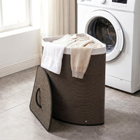 Giantex Corner Bamboo Laundry Hamper w/Lid, 57 L Capacity Clothes Hamper