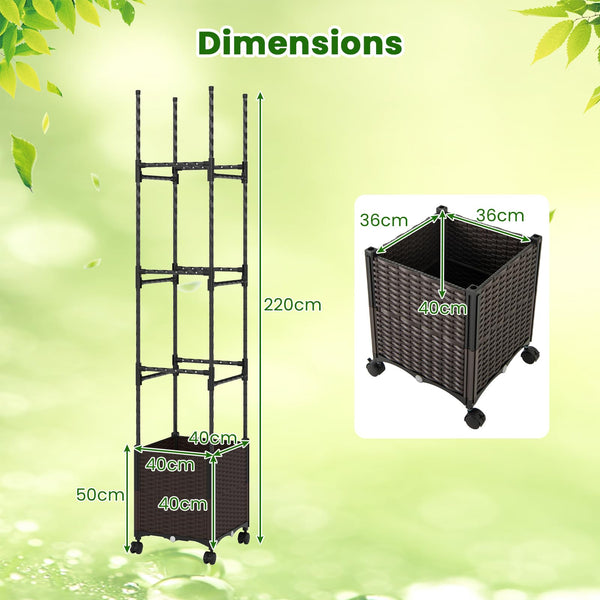 220cm Tall Raised Garden Bed w/Trellis