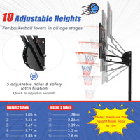 Portable Basketball Goal System 1.05-2.6m Ring Height