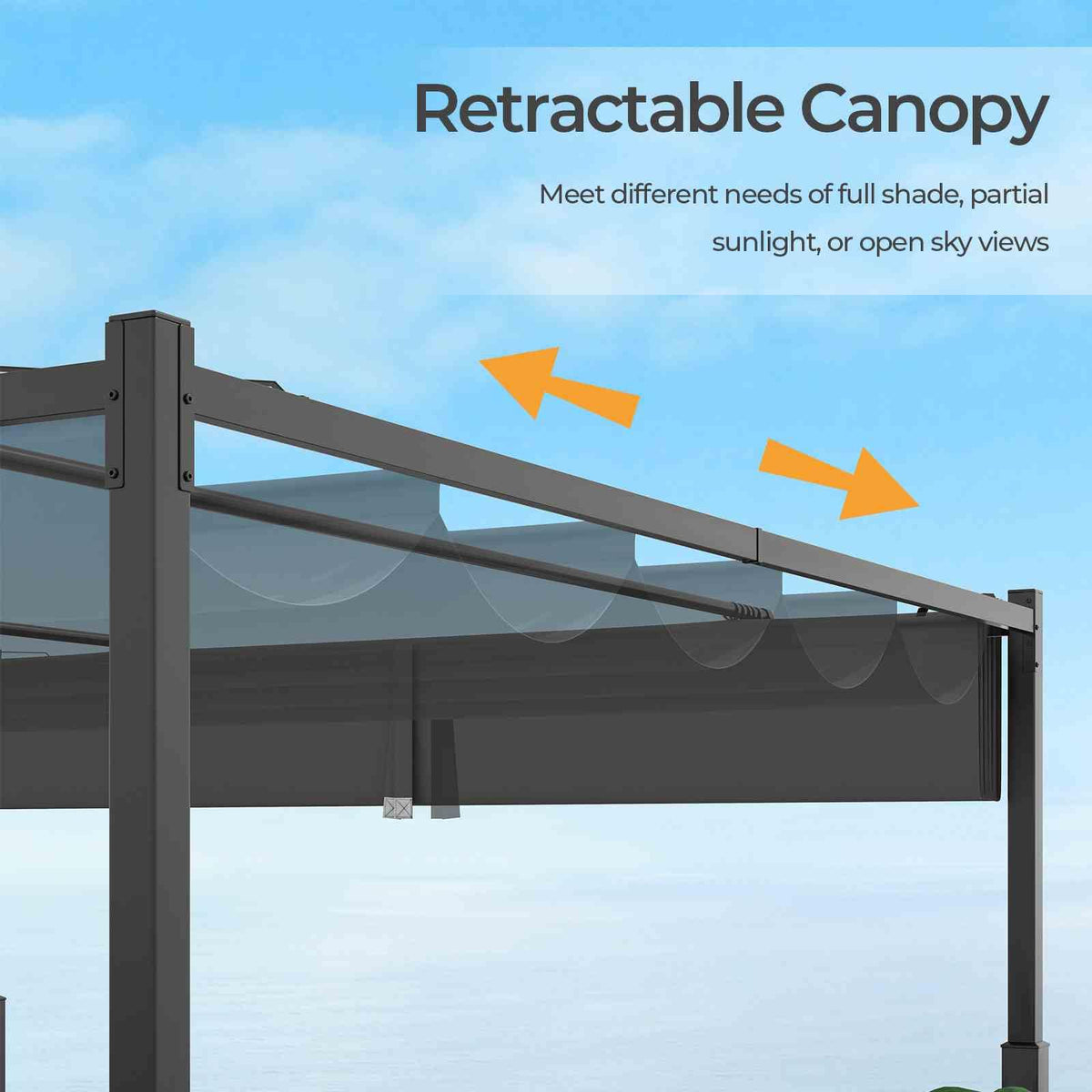 3M x 3M Outdoor Pergola with Retractable Canopy