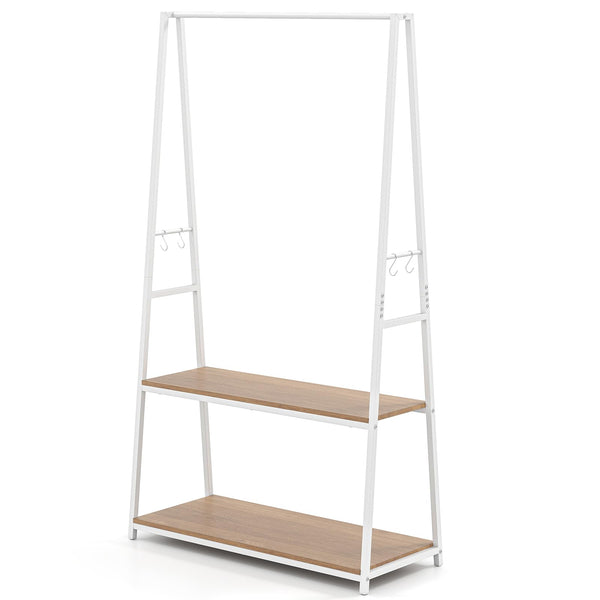 Giantex Clothes Rack w/ 2 Shelves & S Hooks