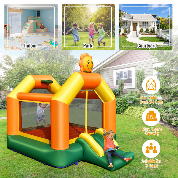 Inflatable Bounce House, Sunflower Theme Jumping Slide Bouncer w/Jumping Area