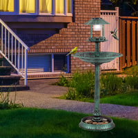 3-in-1 Outdoor Solar Lighted Bird Bath with Flower Planter Base