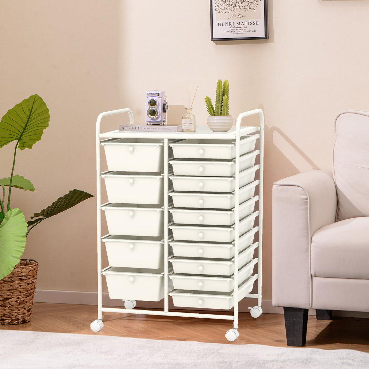 Giantex 15-Drawer Rolling Storage Cart