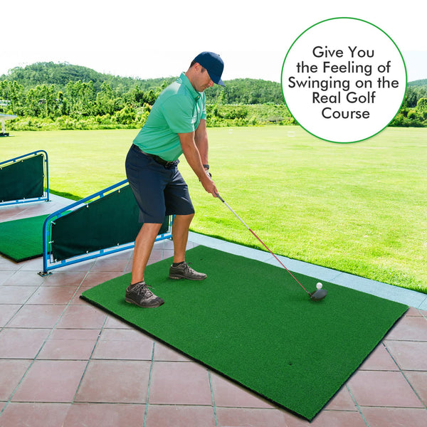 Golf Hitting Mat, Standard Real Feel Golf Practice Mat with Synthetic Turf and 2 Tee Positions