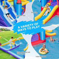 Kids Inflatable Jumping Castle w/2 Slides, Splash Pool, Jumping Area