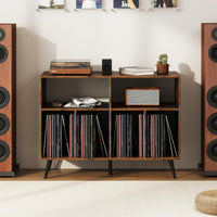 3-Tier Record Player Stand with Vinyl Storage Shelves and 5 Metal Legs for Living Room