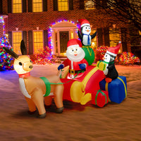 180CM Christmas Inflatable Lighted Santa Claus on Reindeer Sleigh