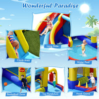 7-in-1 Inflatable Bounce Castle with Curved Water Slide (without Blower)