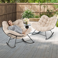 Oversized Papasan Chair with Padded Cushion & Metal Frame