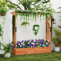 Giantex Raised Garden Bed with Trellis & Hanging Roof, 77"x17"x72"