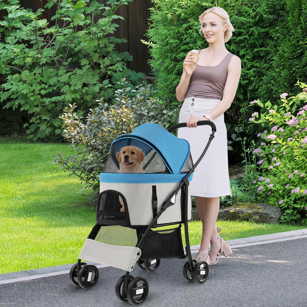 3-In-1 Pet Stroller with Removable Car Seat Carrier, Foldable Dog Cat Stroller