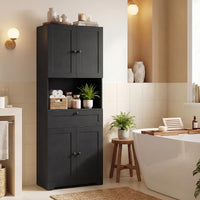 Tall Bathroom Cabinet, Freestanding Storage Cabinet with 4 Doors & 1 Drawer